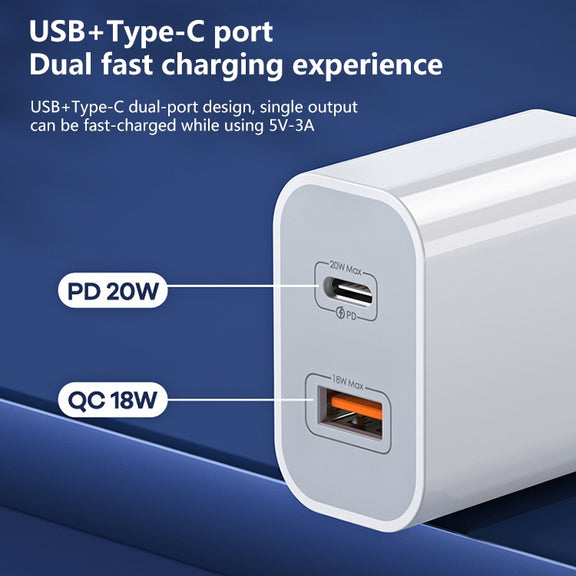 REMAX RP-U68 20W USB+USB-C/Type-C Dual Interface Fast Charger Set, Specification:US Plug(White)