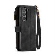 For Samsung Galaxy Z Fold5 CaseMe C30 Multifunctional Card Slots Zipper Phone Leather Phone Case(Black)