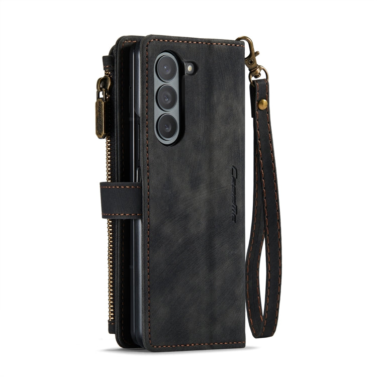 For Samsung Galaxy Z Fold5 CaseMe C30 Multifunctional Card Slots Zipper Phone Leather Phone Case(Black)