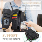 For Samsung Galaxy Z Fold5 CaseMe C30 Multifunctional Card Slots Zipper Phone Leather Phone Case(Black)