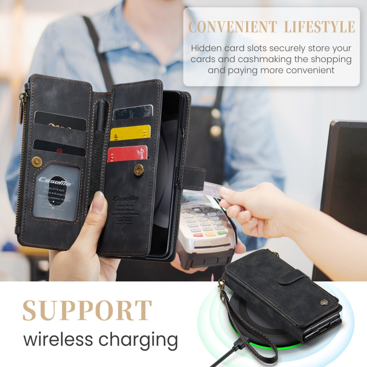 For Samsung Galaxy Z Fold5 CaseMe C30 Multifunctional Card Slots Zipper Phone Leather Phone Case(Black)