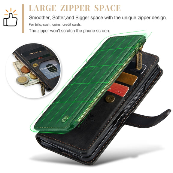For Samsung Galaxy Z Fold5 CaseMe C30 Multifunctional Card Slots Zipper Phone Leather Phone Case(Black)