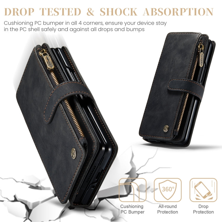 For Samsung Galaxy Z Fold5 CaseMe C30 Multifunctional Card Slots Zipper Phone Leather Phone Case(Black)
