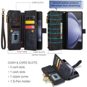 For Samsung Galaxy Z Fold5 CaseMe C30 Multifunctional Card Slots Zipper Phone Leather Phone Case(Black)