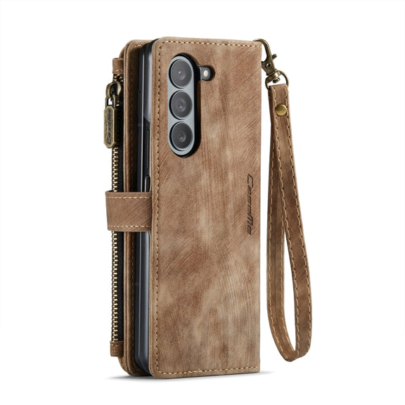 For Samsung Galaxy Z Fold5 CaseMe C30 Multifunctional Card Slots Zipper Phone Leather Phone Case(Brown)