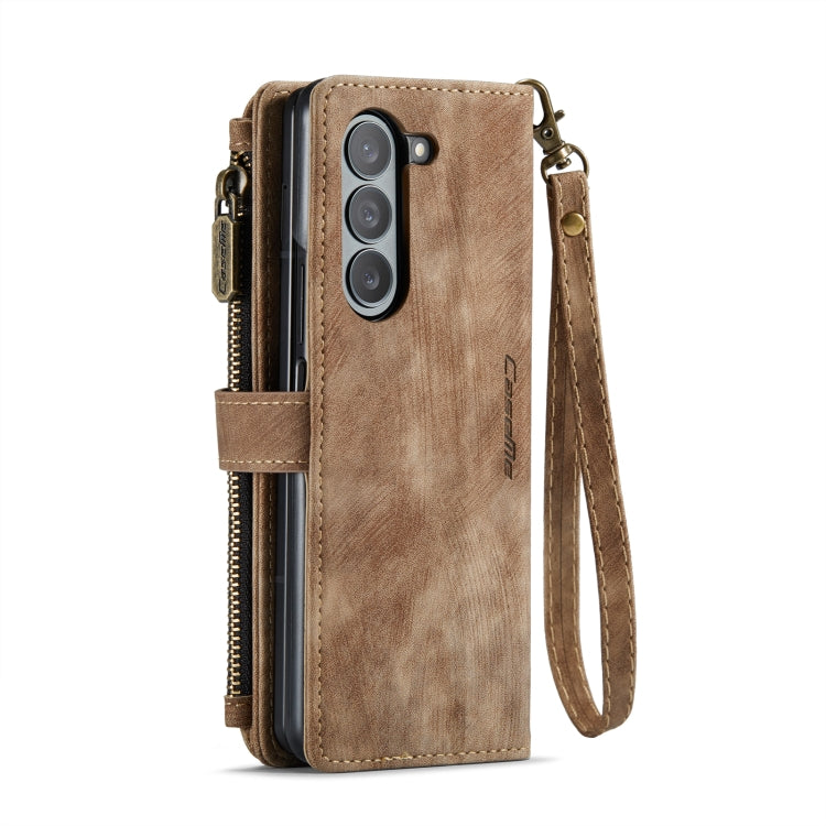 For Samsung Galaxy Z Fold5 CaseMe C30 Multifunctional Card Slots Zipper Phone Leather Phone Case(Brown)