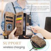 For Samsung Galaxy Z Fold5 CaseMe C30 Multifunctional Card Slots Zipper Phone Leather Phone Case(Brown)