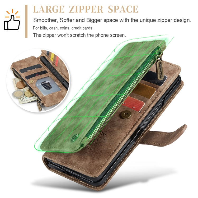 For Samsung Galaxy Z Fold5 CaseMe C30 Multifunctional Card Slots Zipper Phone Leather Phone Case(Brown)