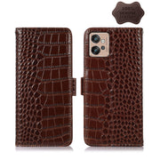 For Motorola Moto G32 Crocodile Top Layer Cowhide Leather Phone Case(Brown)