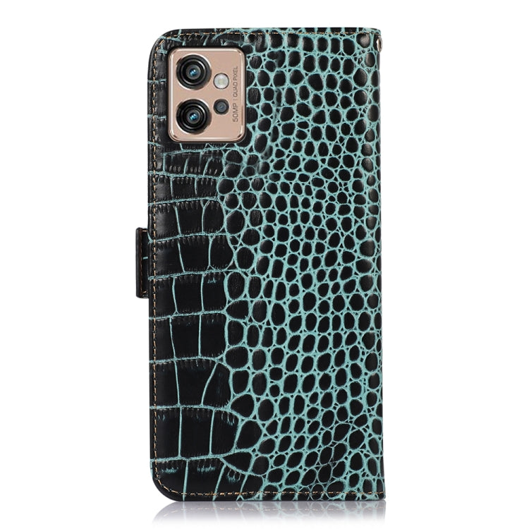 For Motorola Moto G32 Crocodile Top Layer Cowhide Leather Phone Case(Green)