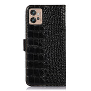 For Motorola Moto G32 Crocodile Top Layer Cowhide Leather Phone Case(Black)