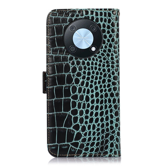 For Huawei Nova Y90/Enjoy 50 Pro Crocodile Top Layer Cowhide Leather Phone Case(Green)
