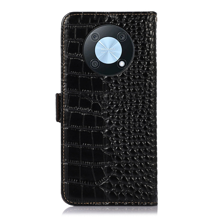 For Huawei Nova Y90/Enjoy 50 Pro Crocodile Top Layer Cowhide Leather Phone Case(Black)