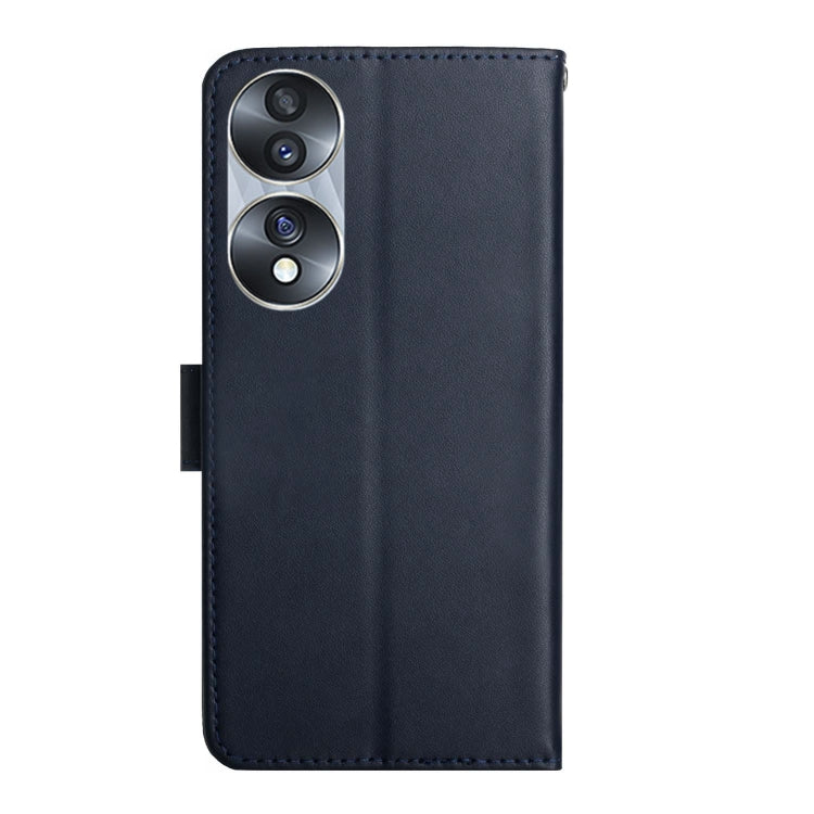For Honor 70 Genuine Leather Fingerprint-proof Horizontal Flip Phone Case(Blue)