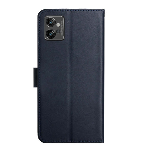 For Motorola Moto G32 Genuine Leather Fingerprint-proof Horizontal Flip Phone Case(Blue)