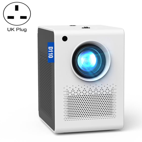 D110 180 ANSI Lumens Mini LED+LCD Smartphone Wireless Screen Mirroring Projector, Plug Type:UK Plug(White)