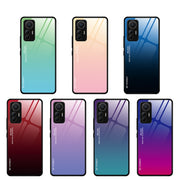 For Xiaomi 12 Lite Gradient Color Glass Case(Green Cyan)