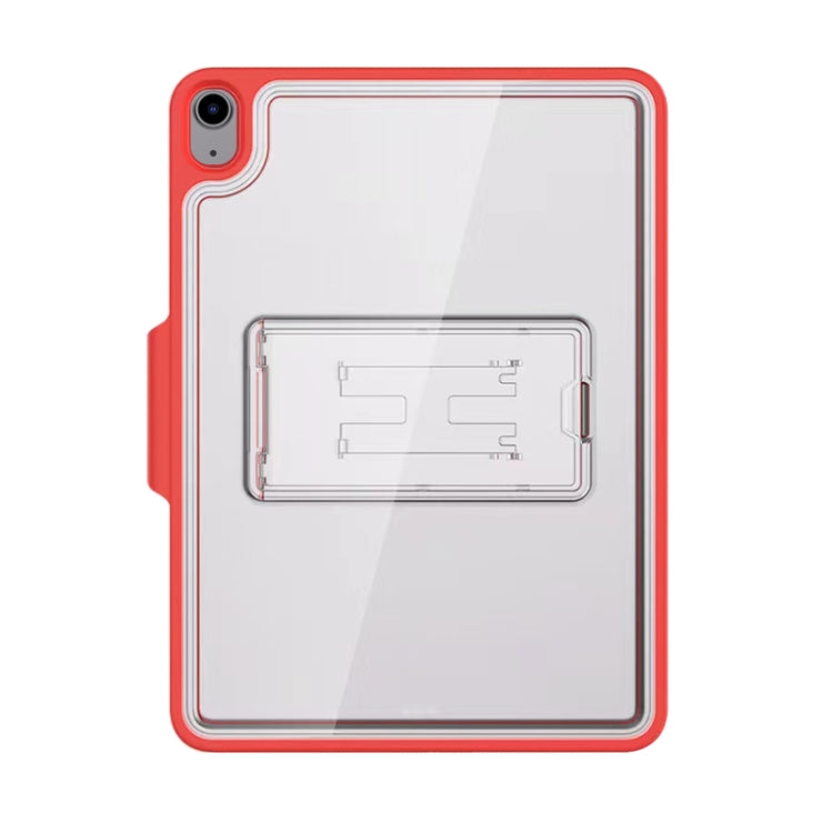 Mutural Transparent Holder Tablet Case For iPad Air 2022/ 2020 10.9(Red)