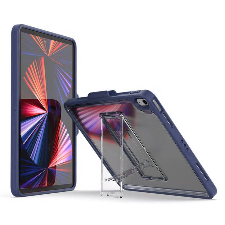 Mutural Transparent Holder Tablet Case For iPad Air 2022/ 2020 10.9(Navy Blue)