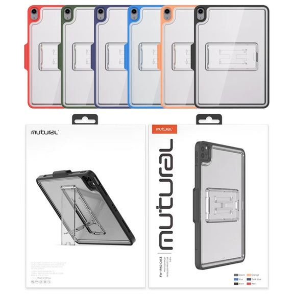 Mutural Transparent Holder Tablet Case For iPad Air 2022/ 2020 10.9(Red)