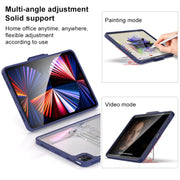 Mutural Transparent Holder Tablet Case For iPad Air 2022/ 2020 10.9(Red)