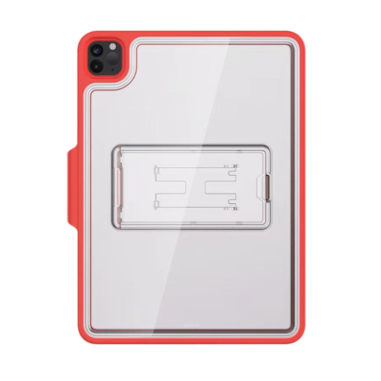 For iPad Pro 11 2022 / 2021 / 2020 / 2018 Mutural Transparent Holder Tablet Case(Red)