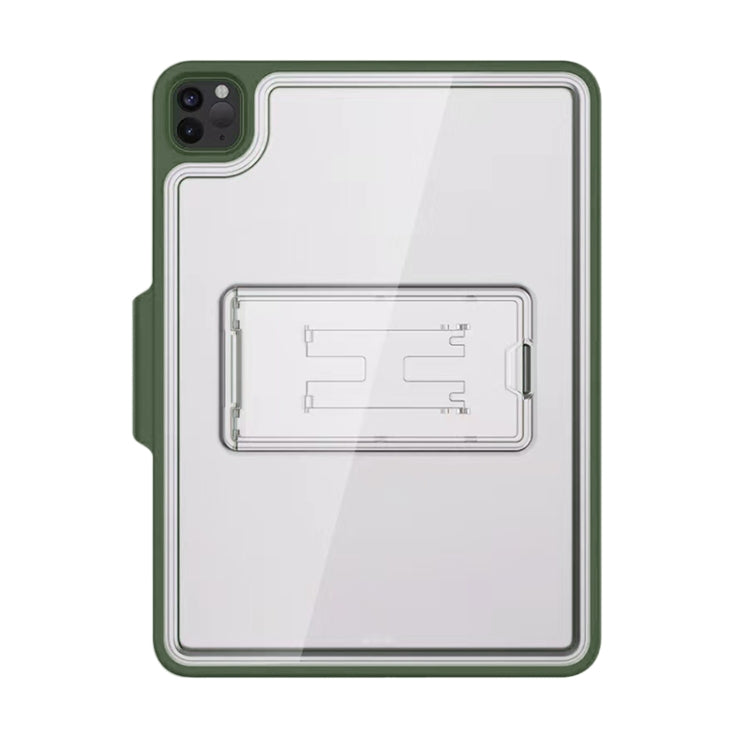 For iPad Pro 11 2022 / 2021 / 2020 / 2018 Mutural Transparent Holder Tablet Case(Army Green)