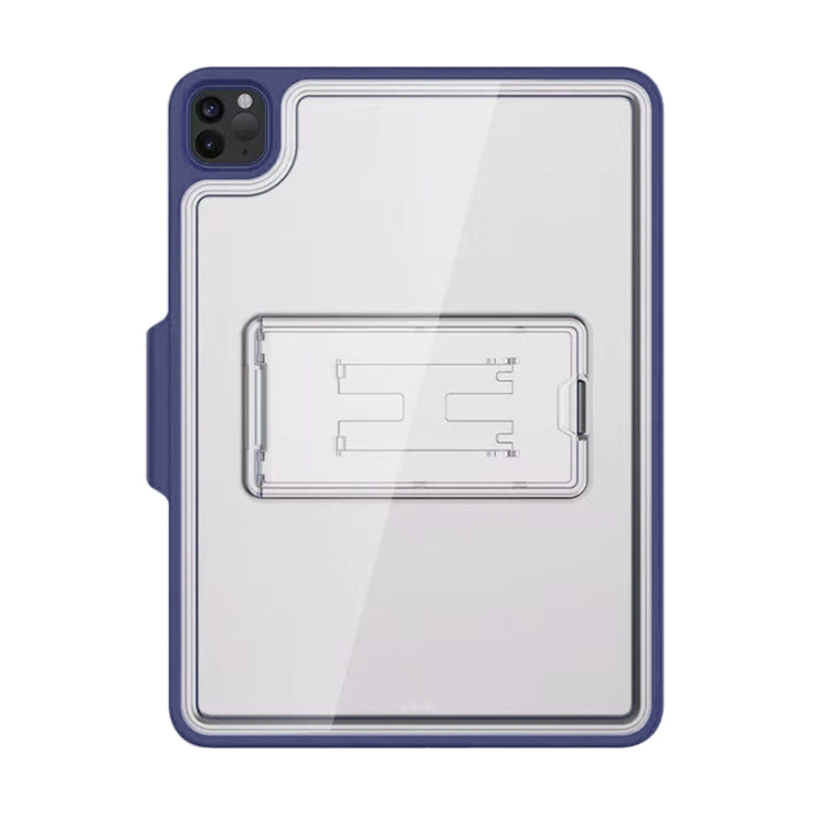 For iPad Pro 11 2022 / 2021 / 2020 / 2018 Mutural Transparent Holder Tablet Case(Navy Blue)