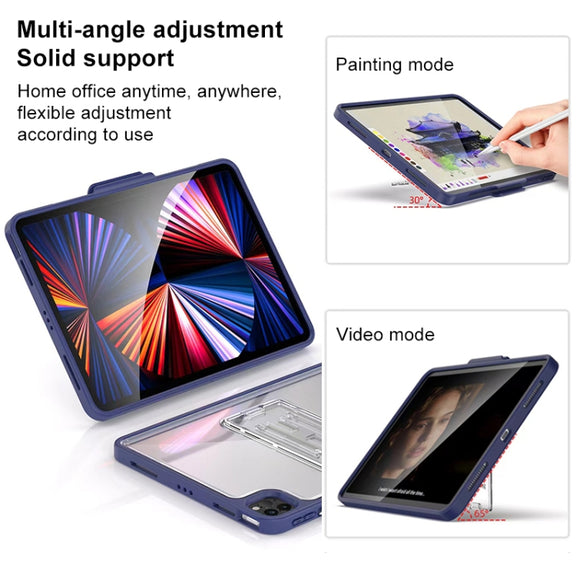 For iPad Pro 11 2022 / 2021 / 2020 / 2018 Mutural Transparent Holder Tablet Case(Red)