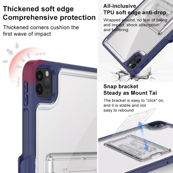 For iPad Pro 11 2022 / 2021 / 2020 / 2018 Mutural Transparent Holder Tablet Case(Red)