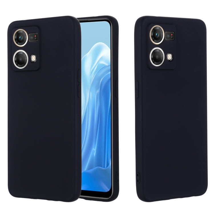 For OPPO Reno 7 4G Global/F21 Pro 4G Pure Color Liquid Silicone Shockproof Full Coverage Phone Case(Black)