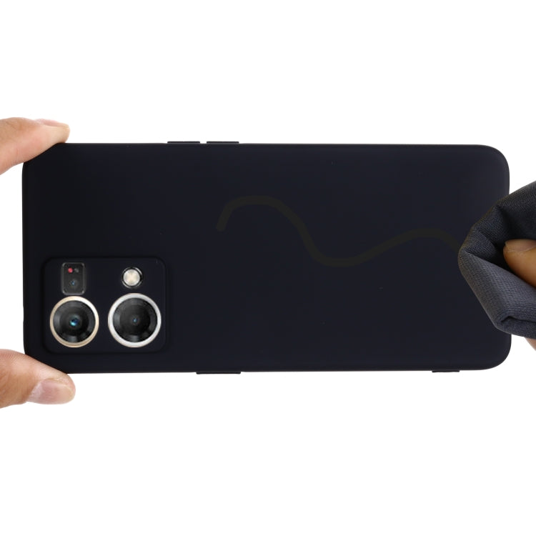 For OPPO Reno 7 4G Global/F21 Pro 4G Pure Color Liquid Silicone Shockproof Full Coverage Phone Case(Black)