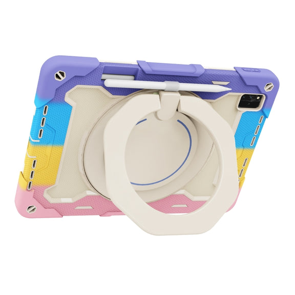 For Huawei MatePad Pro 12.6 2021 Armor Contrast Color Silicone + PC Tablet Case(Colorful Pink)