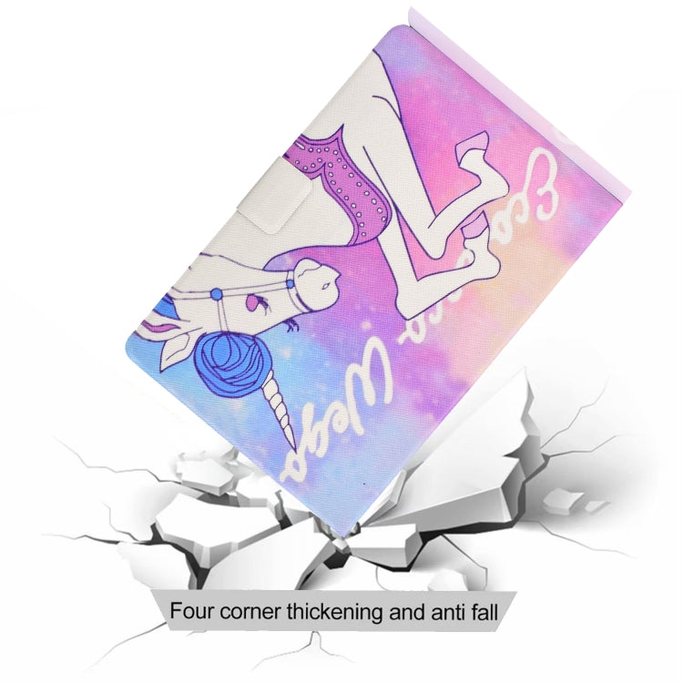 For Amazon Kindle Fire 7 2022 Electric Horizontal Flat Painted Leather Tablet Case(Pink Horse)