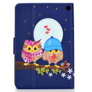 For Amazon Kindle Fire 7 2022 Electric Horizontal Flat Painted Leather Tablet Case(Couple Owls)