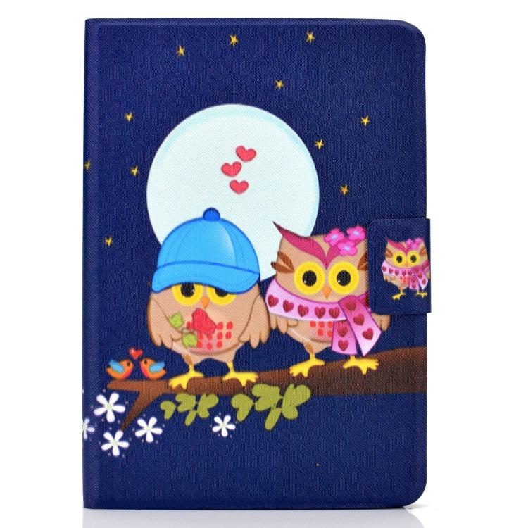 For Amazon Kindle Fire 7 2022 Electric Horizontal Flat Painted Leather Tablet Case(Couple Owls)