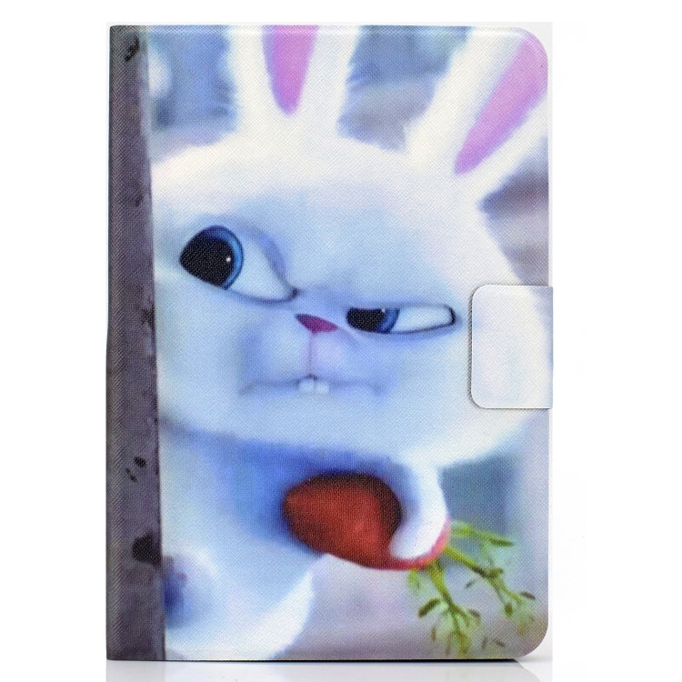 For Amazon Kindle Fire 7 2022 Electric Horizontal Flat Painted Leather Tablet Case(White Rabbit)