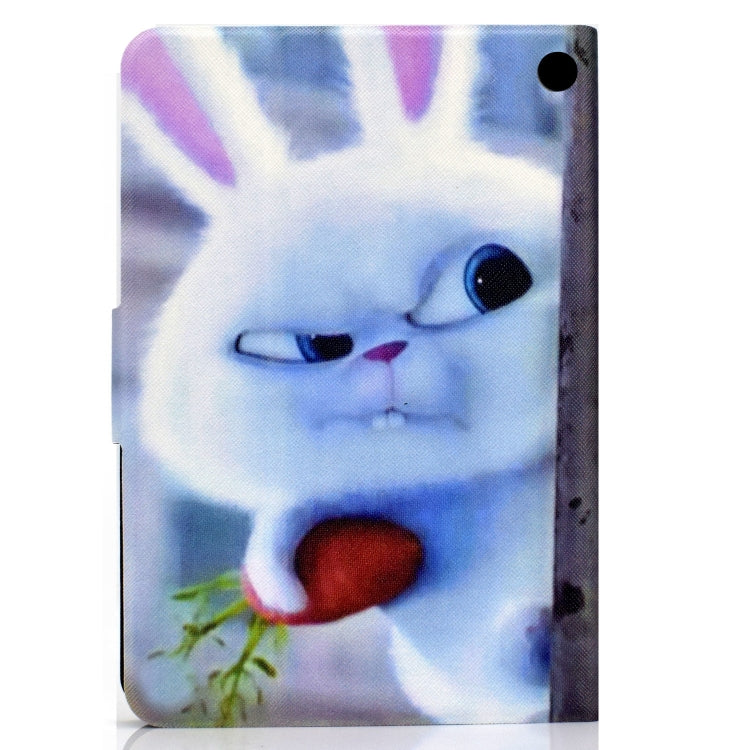 For Amazon Kindle Fire 7 2022 Electric Horizontal Flat Painted Leather Tablet Case(White Rabbit)