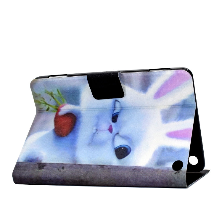 For Amazon Kindle Fire 7 2022 Electric Horizontal Flat Painted Leather Tablet Case(White Rabbit)