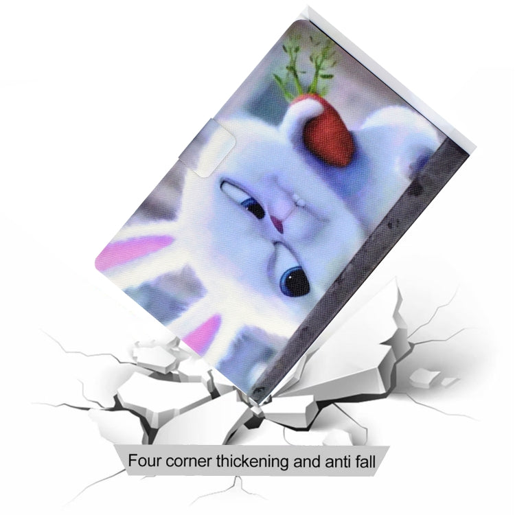 For Amazon Kindle Fire 7 2022 Electric Horizontal Flat Painted Leather Tablet Case(White Rabbit)