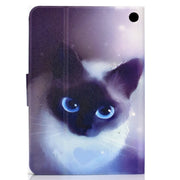 For Amazon Kindle Fire 7 2022 Electric Horizontal Flat Painted Leather Tablet Case(Blue Eyed Cat)
