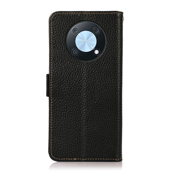 For Huawei nova Y90 / Enjoy 50 Pro KHAZNEH Litchi Texture RFID Genuine Leather Phone Case(Black)