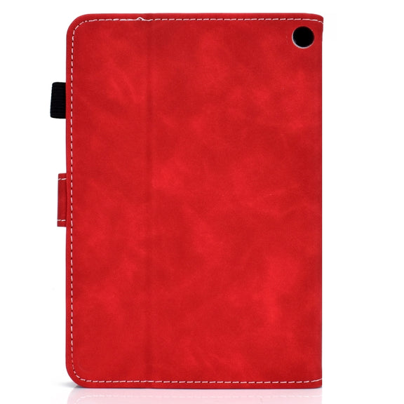 For Amazon Kindle Fire 7 2022 Cowhide Texture Smart Leather Tablet Case(Red)