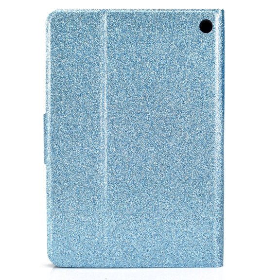 For Amazon Kindle Fire 7 2022 Varnish Glitter Powder Smart Leather Tablet Case(Blue)