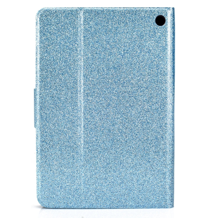 For Amazon Kindle Fire 7 2022 Varnish Glitter Powder Smart Leather Tablet Case(Blue)