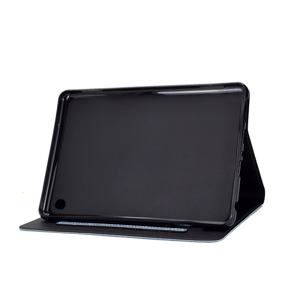 For Amazon Kindle Fire 7 2022 Varnish Glitter Powder Smart Leather Tablet Case(Blue)
