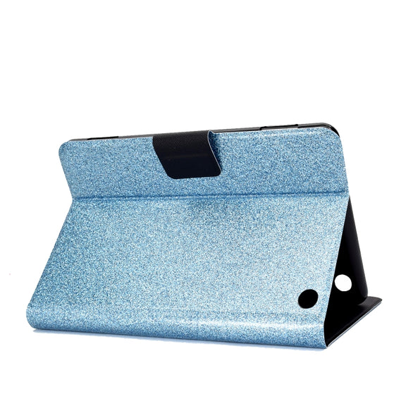 For Amazon Kindle Fire 7 2022 Varnish Glitter Powder Smart Leather Tablet Case(Blue)