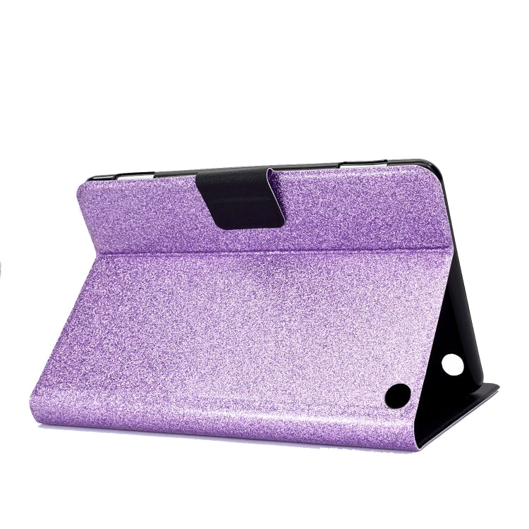 For Amazon Kindle Fire 7 2022 Varnish Glitter Powder Smart Leather Tablet Case(Purple)
