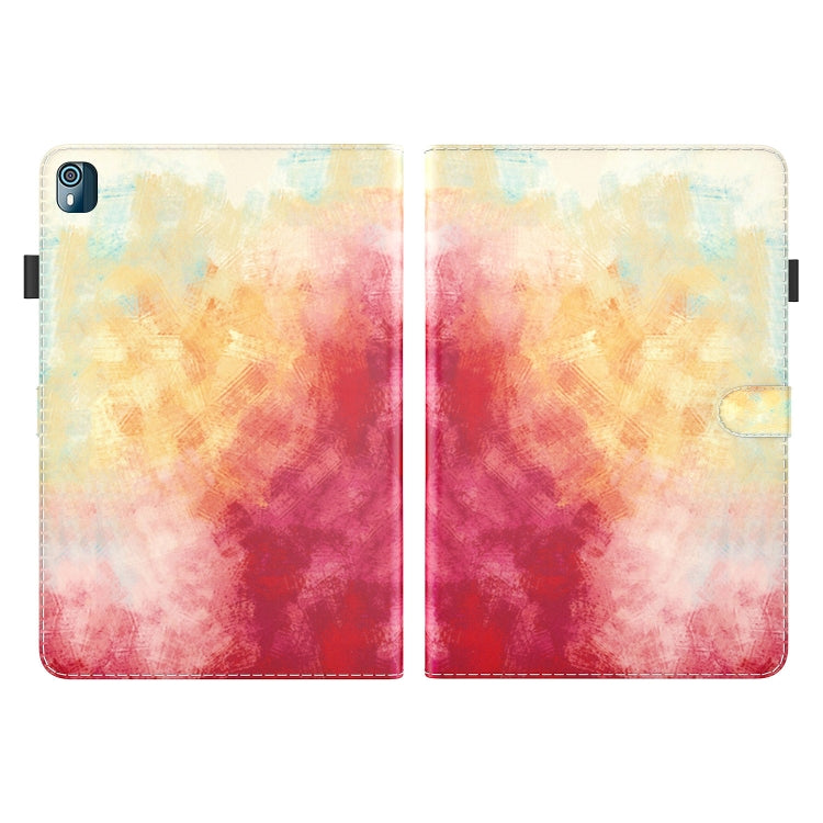 For Nokia T10 Watercolor Pattern Flip Leather Tablet Case(Spring Cherry)