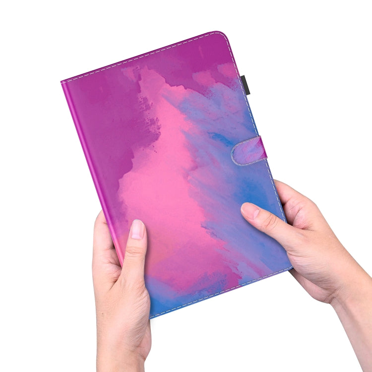 For Nokia T10 Watercolor Pattern Flip Leather Tablet Case(Purple Red)